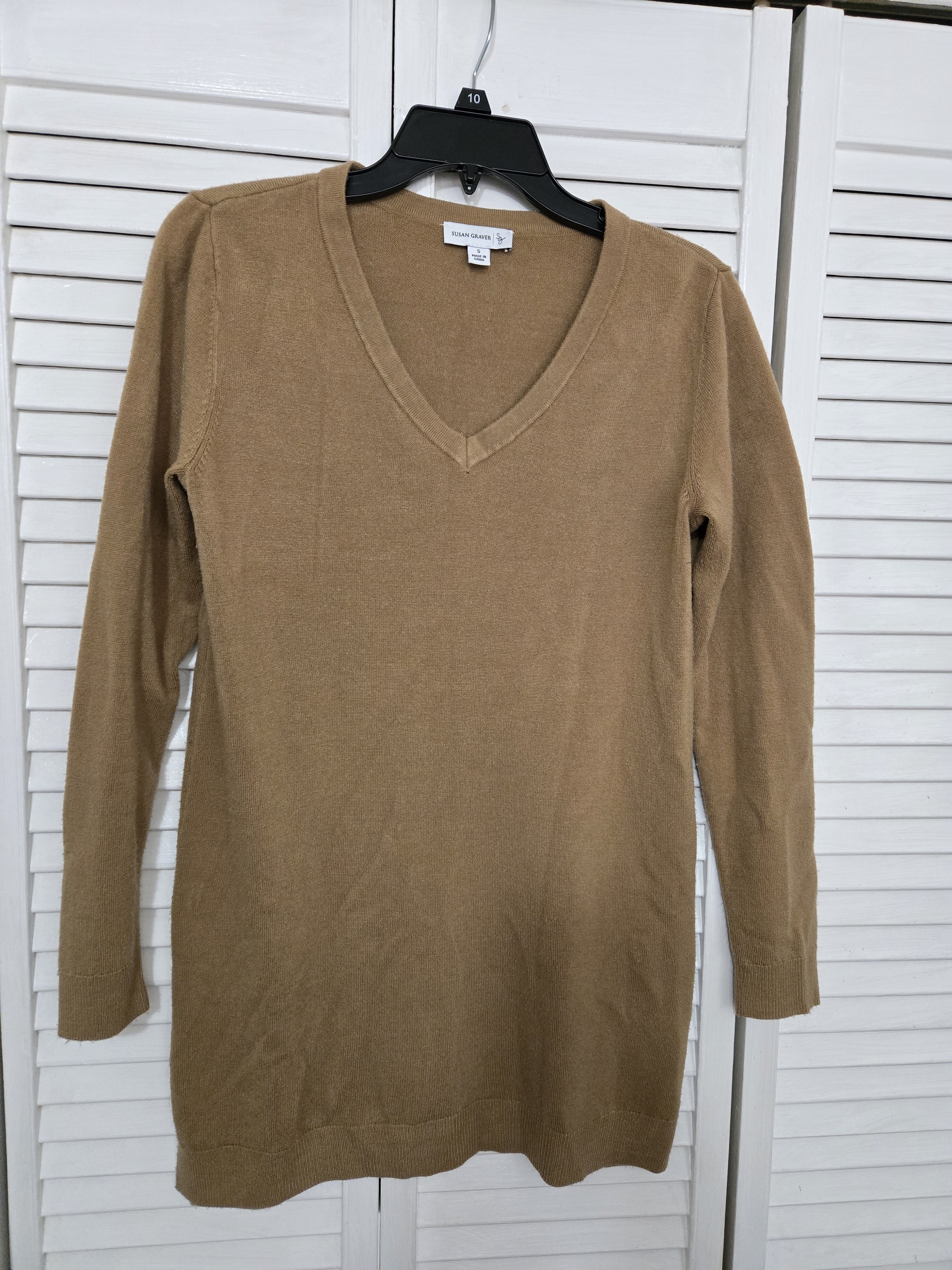 Susan Graver Camel V-Neck Sweater